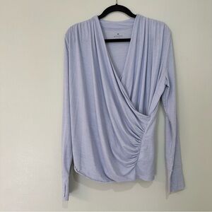 Athleta Long Sleeve Wrap Top Light Purple Size Large Yoga Comfy Lounge